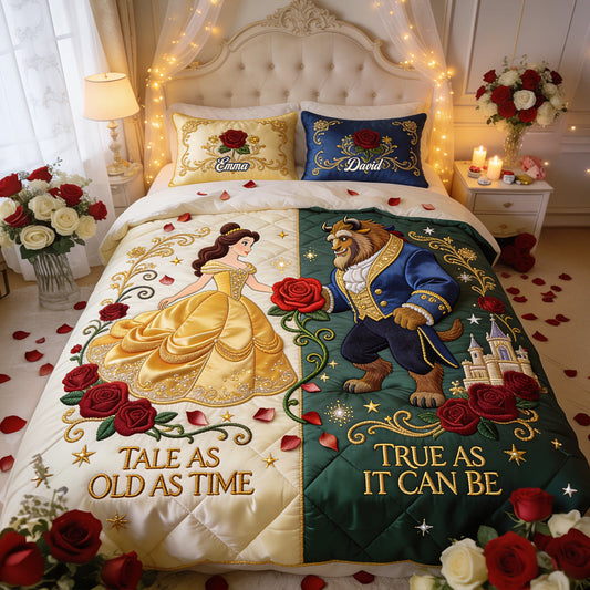 DSNY Tale As Old As Time - Personalized Quilted Bedding Set - Gift For Family, Couples NL122