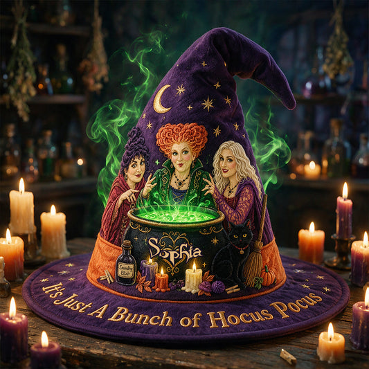 It's Just A Bunch Of Three Witches - Personalized Quilt Witch Hat - Halloween Gift For Her HH01