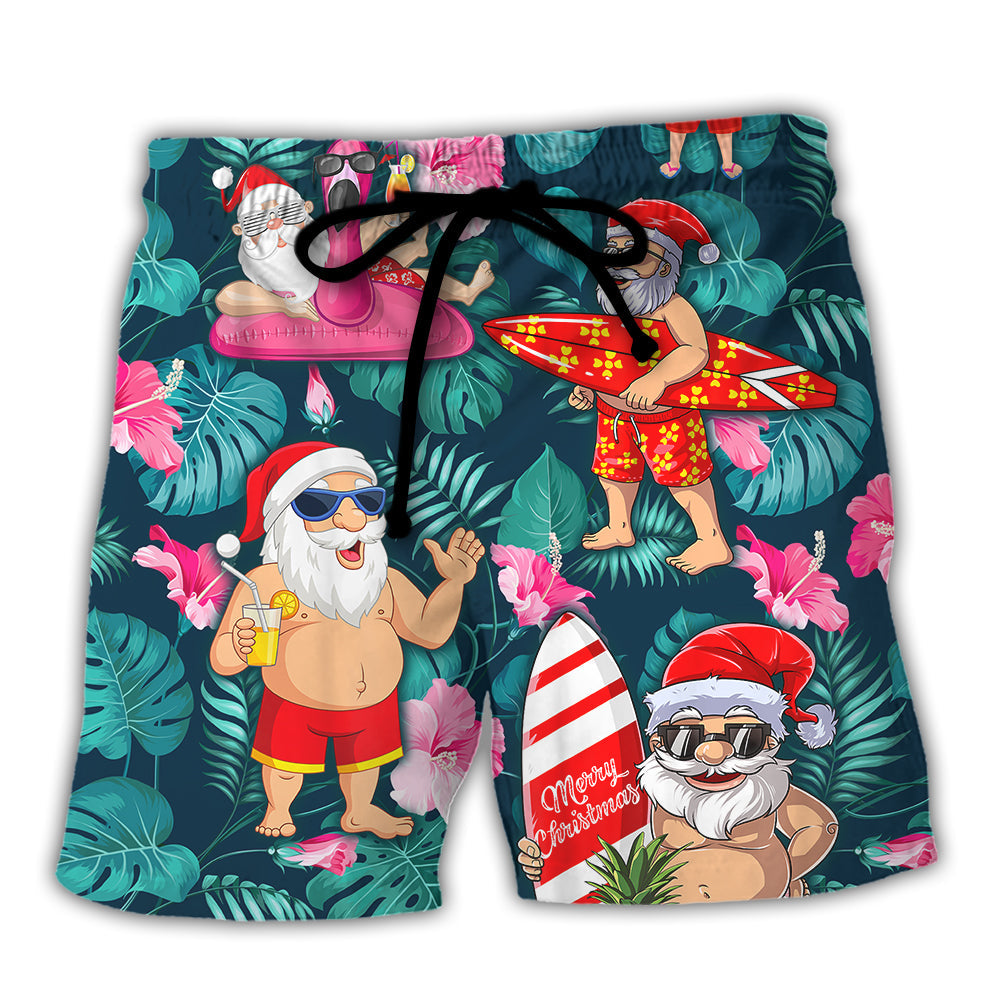 Christmas In July Funny Santa Claus Tropical Style Beach Short