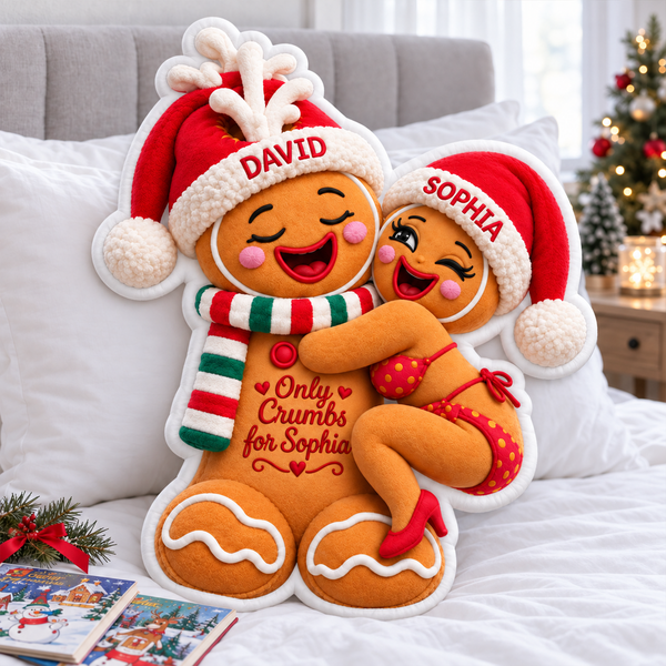 Naughty Gingerbread Couple Christmas Gifts For Couples, Husband, Wife - Personalized Custom Shape Pillow MH01