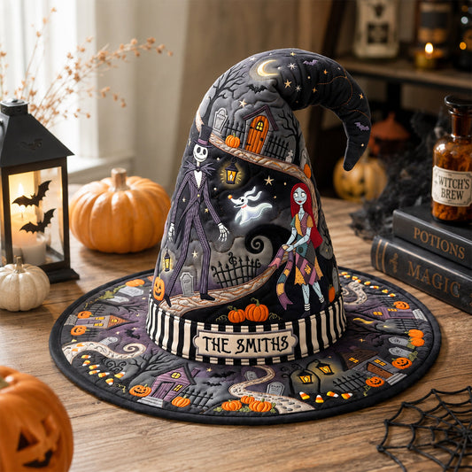 NL122 Spooky Pumpkin Town - Personalized Quilted Witch Hat - Halloween Gifts