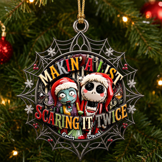 LA02. Spooky Couple Makin A List Scaring It Twice Christmas Gift, Gothic Holiday Decor - Personalized Acrylic Ornament