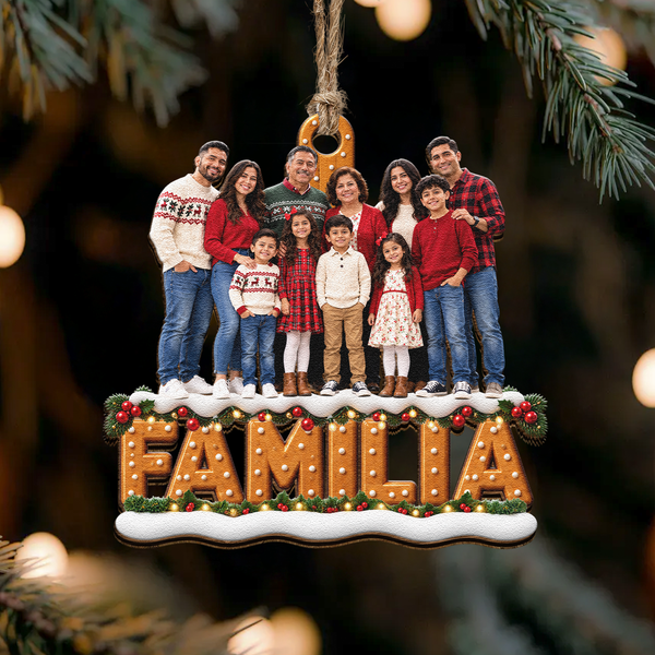 Custom Photo Christmas Gift For Family Parents Grandparents - Personalized Wooden Ornament MH01
