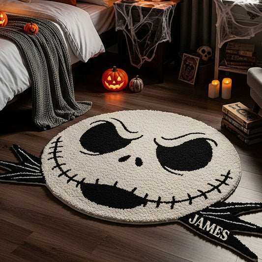 Spooky Skeleton - Personalized Tufted Rug - Gift For Family, Movie Fans