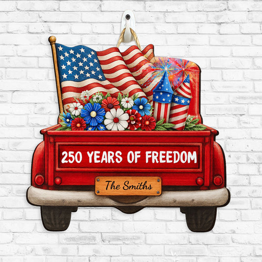 250 Years Of Freedom Red Truck Personalized Wood Sign_2_dd1b3439 c612 4f50 802d dae04dbb4932
