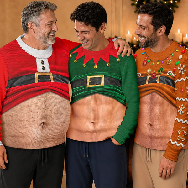 3D Funny Body Hairy Belly Gift For Him - Personalized Ugly Sweater MH01