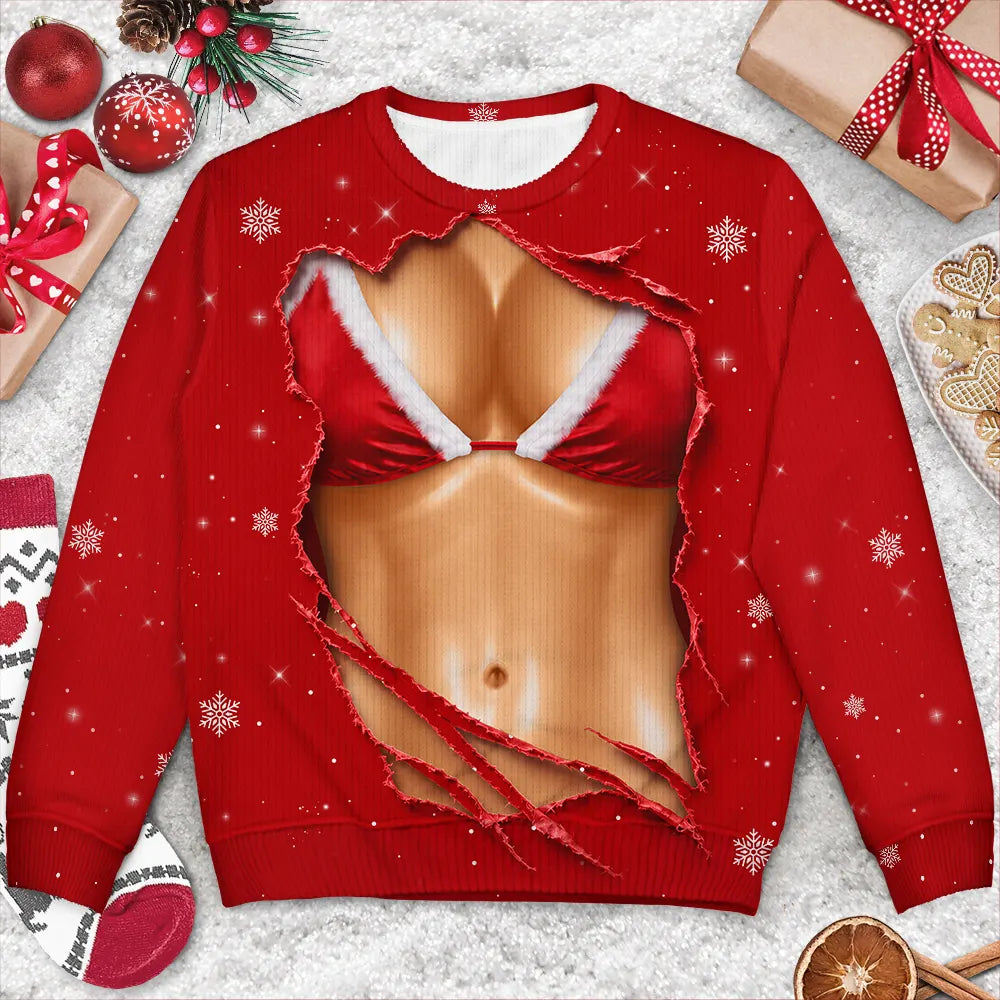 3DFunnyRealisticBodyChristmasGiftForWifeGirlfriend PersonalizedUnisexUglySweater KK1642 CLA3692 MK2