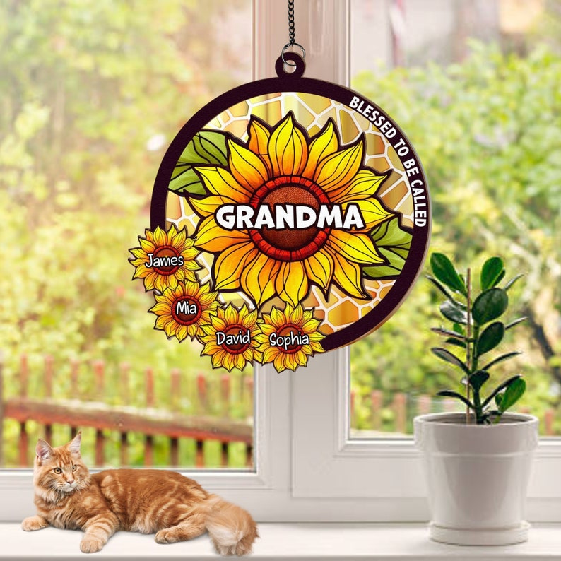 Blessed To Be Called Grandma - Gift For Mom, Grandma - Personalized Window Hanging Suncatcher Ornament