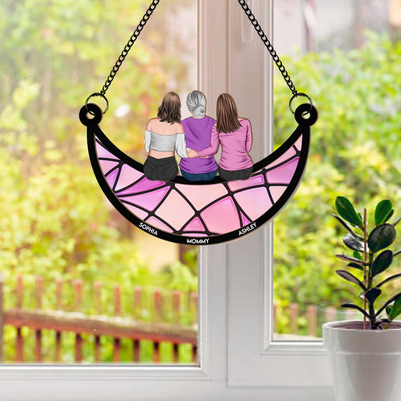 Daughters And Mom Always Has A Special Bonds - Gift For Mom, Daughters - Personalized Window Hanging Suncatcher Ornament