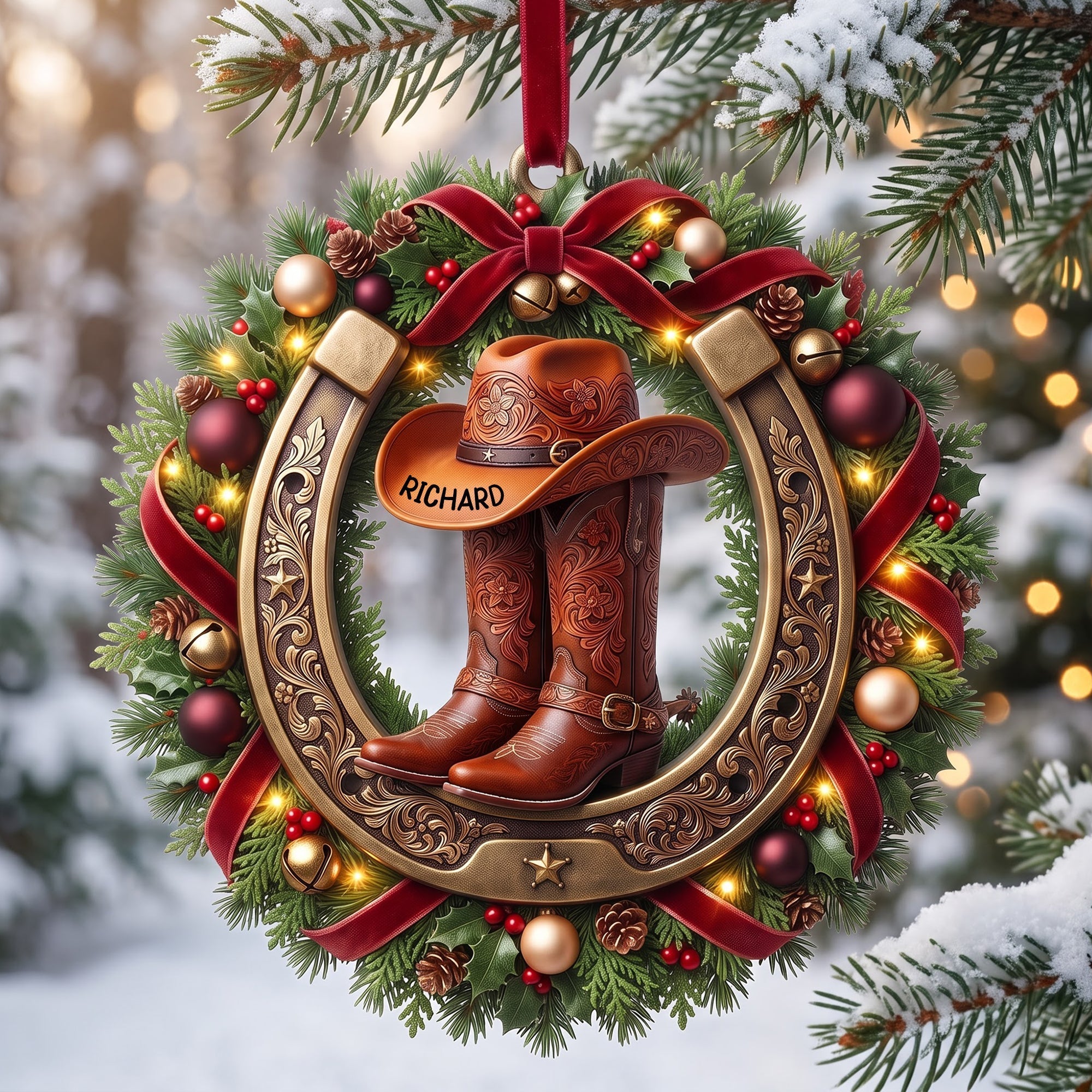 LA02. Cowgirl & Cowboy Boots Western Christmas Gift For Her - Personalized Acrylic Ornament