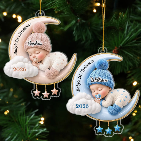Custom Acrylic Ornament - Personalized Baby Shower, Gender Reveal Gifts For New Moms, New Dads, New Parents - Tiny Miracle Arrived MH01