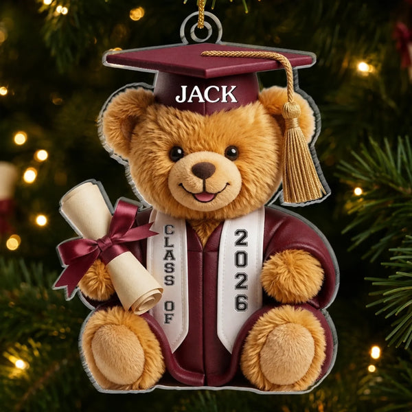 Graduation Bear Ornament Gift For Graduate - Personalized Acrylic Ornament MH01