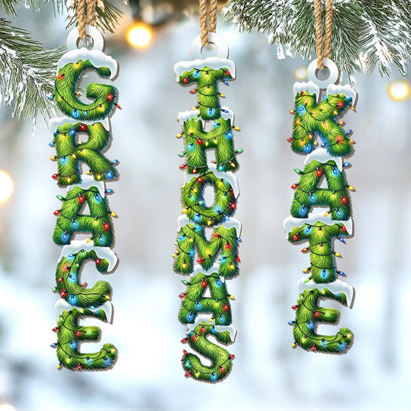 Custom Pine Tree Letter Birthday Gifts For Mom, Dad, Brother, Sister, Kids - Personalized Wood Ornament LA02