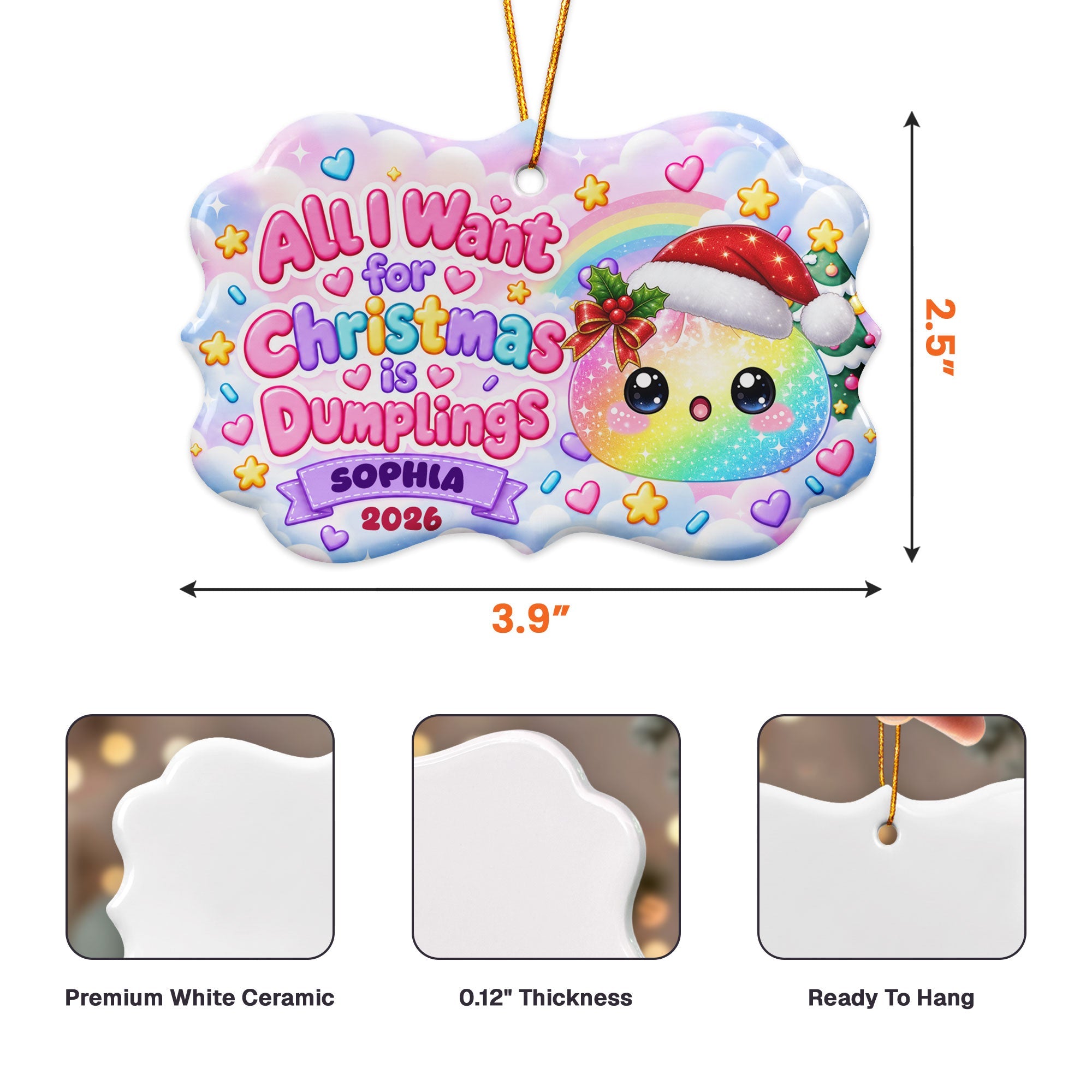 All_I_Want_For_Christmas_Is_Cute_Dumplings_Gift_For_Squishy_Hunter_Personalized_Ornament_5