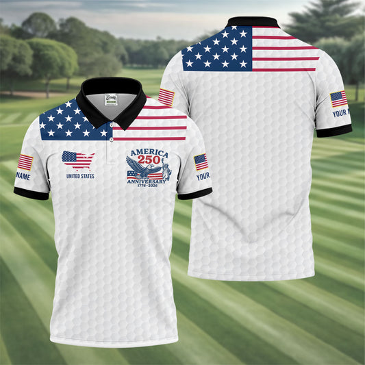 America250Anniversary1776 2026GolfBallPatternPatrioticGolfShirt_GolfTopsForMen_GolfShirtsForMen3