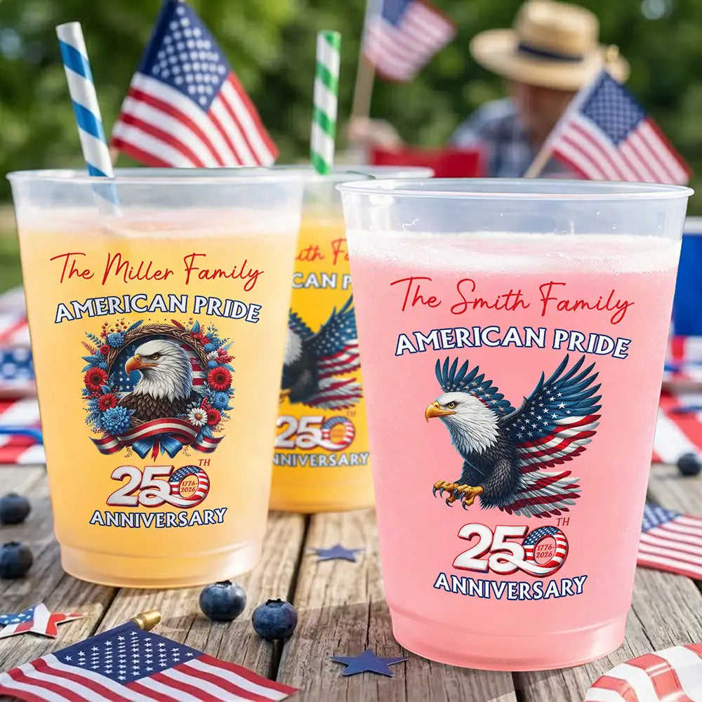 America250thAnniversaryUSPridePatrioticEagle PersonalizedFrostedCups DH480 HAL4127 MKDEF