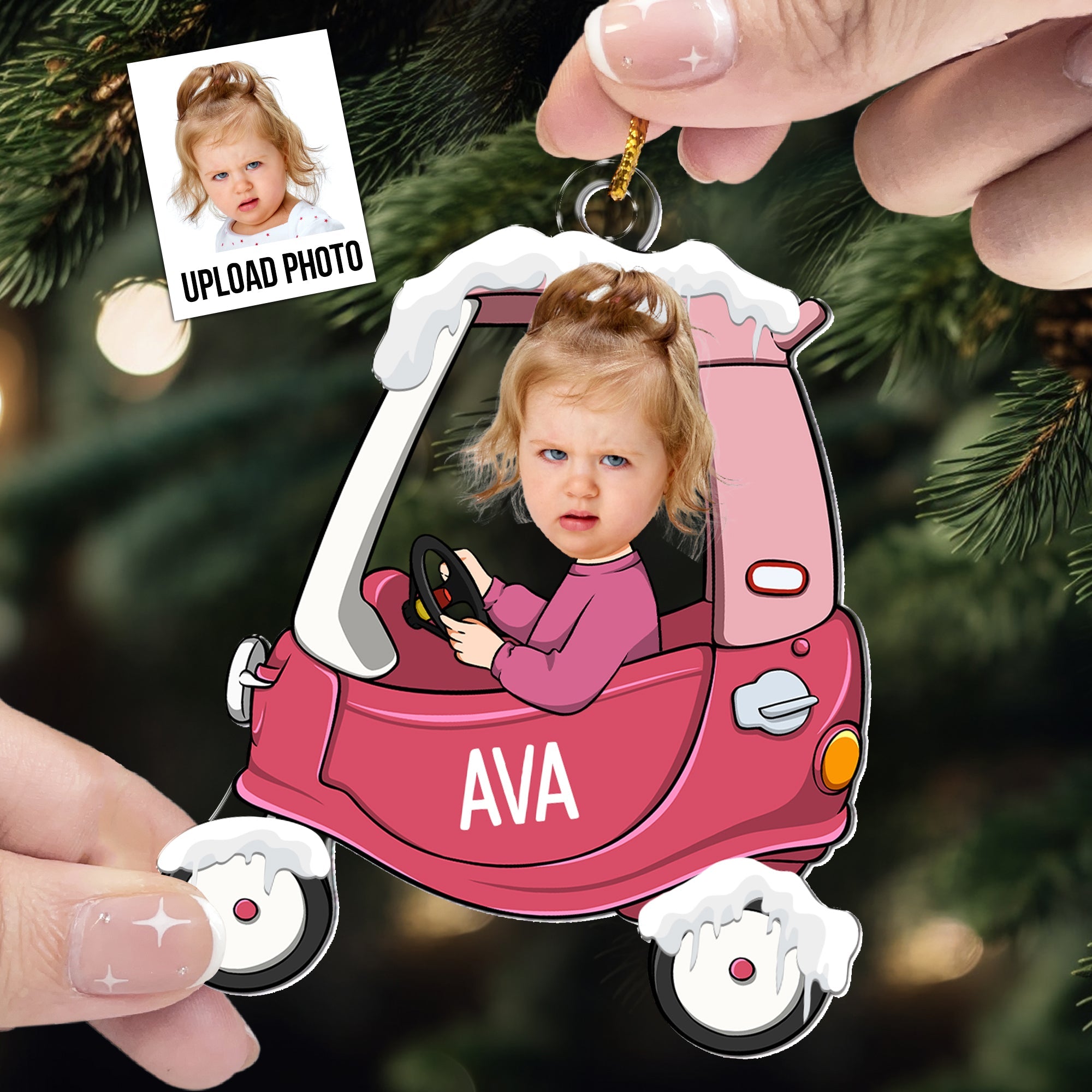 Baby In Car Personalized Acrylic Photo Ornament_2