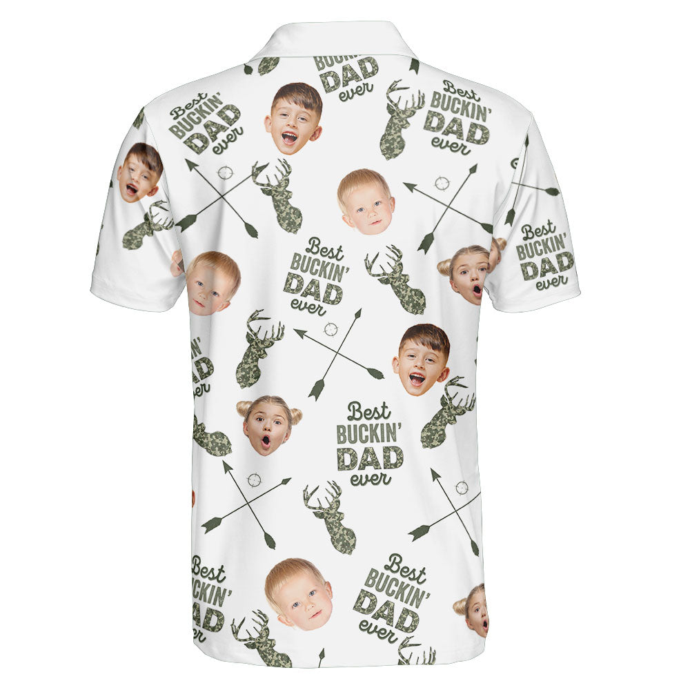 Best Buckin_ Dad Ever Personalized Photo Polo Shirt_3