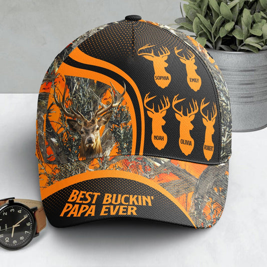 Best Buckin_ Papa Ever Custom Dad Grandpa Father Personalized Classic Cap_1