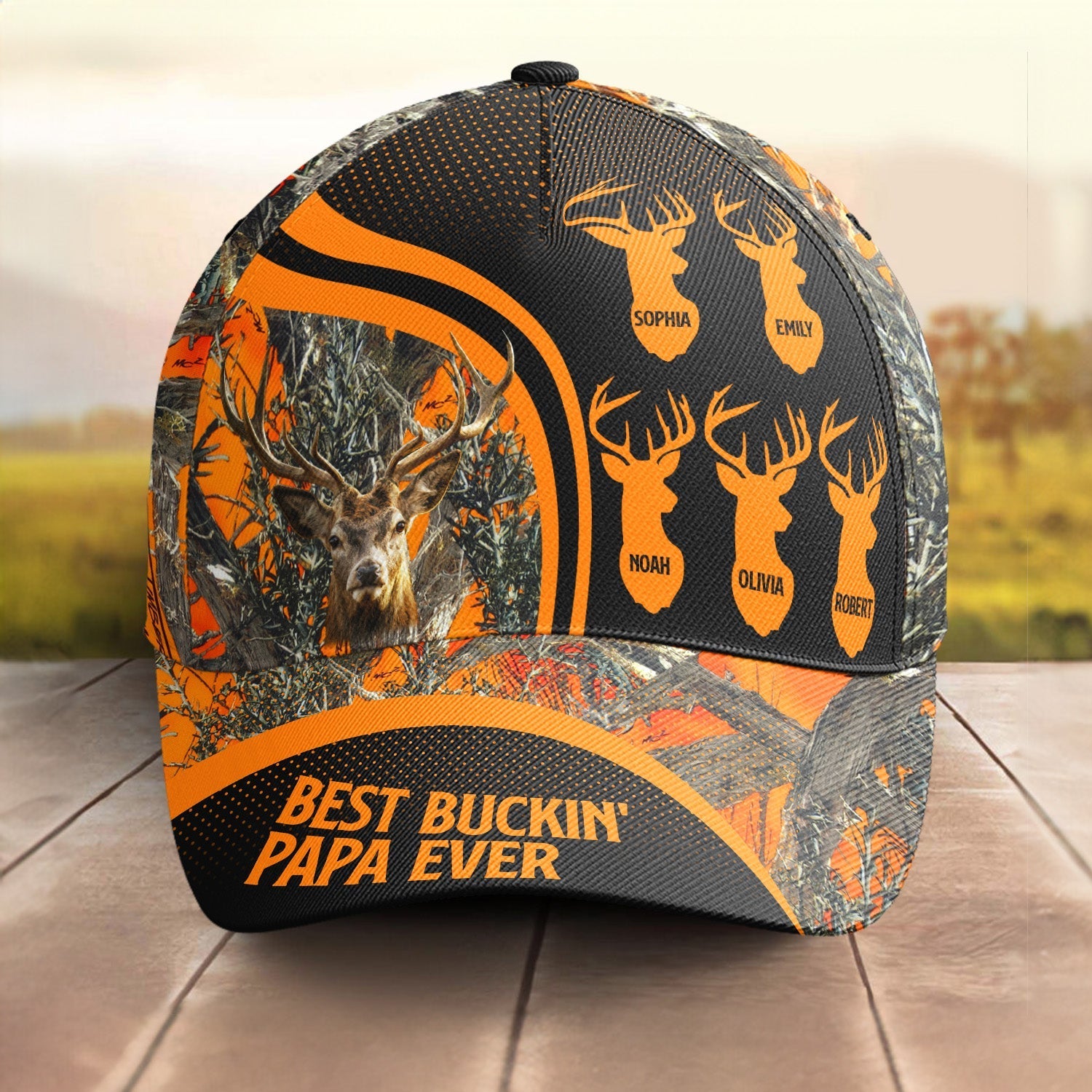 Best Buckin_ Papa Ever Custom Dad Grandpa Father Personalized Classic Cap_2