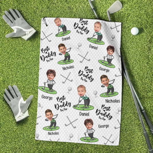 Best Dad By Par Best Papa By Par Personalized Photo Golf Towel_1
