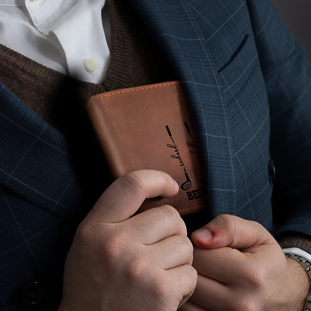 BestDadGrandpaByParGolfClubs PersonalizedEngravedLeatherWallet TG419 CLA3053 MKWEB3