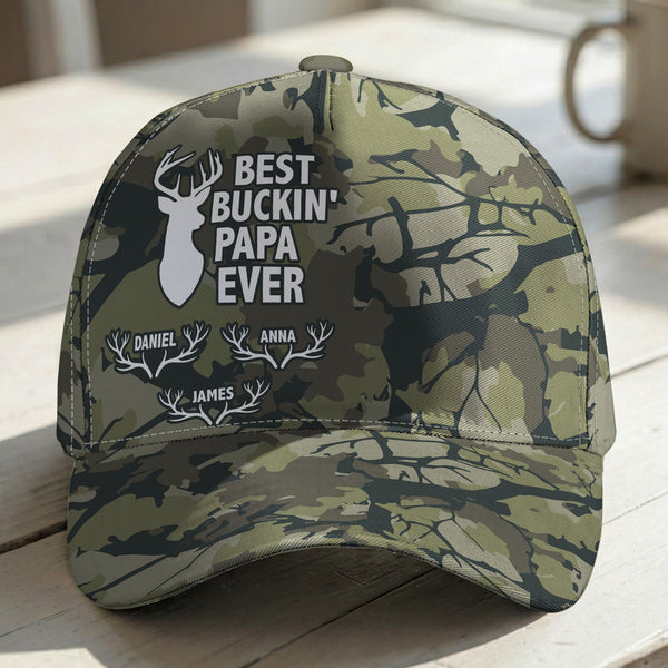 Best Buckin' Dad, Grandpa Ever Custom Name Gift For Hunters - Personalized Cap HH02