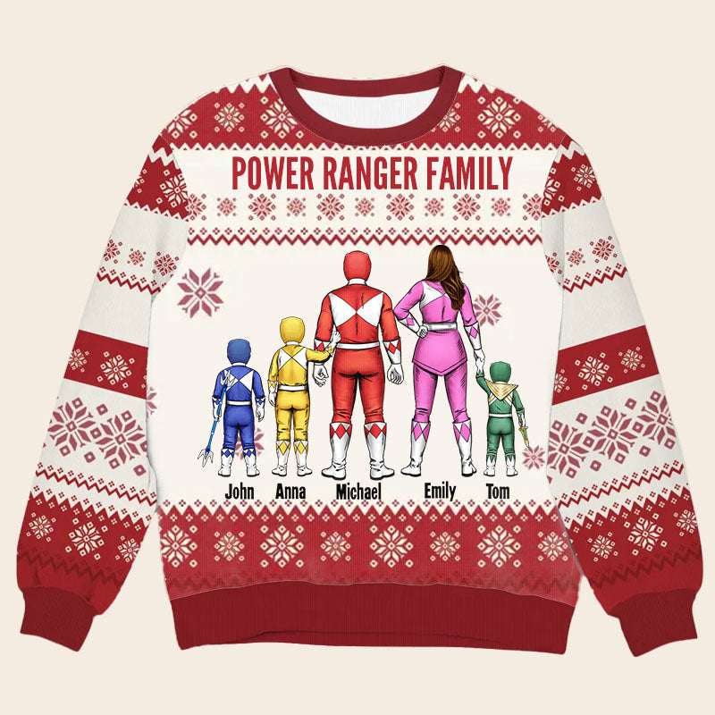 ChristmasPowerRangweFamilyCostumes PersonalizedCustomUglySweater ChristmasGiftForFamily_FamilyMembers1