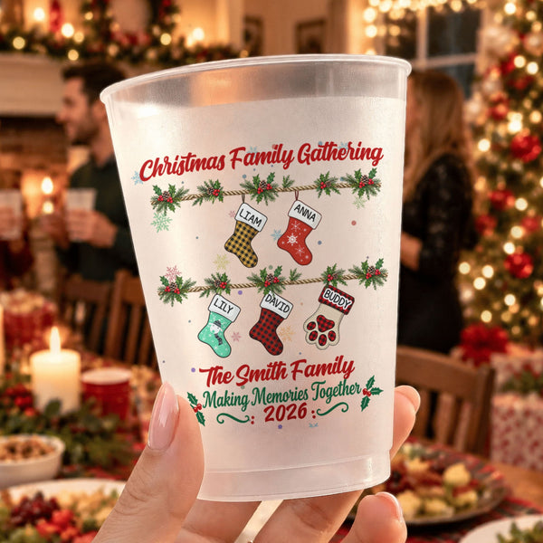 Christmas Party Gathering Family, Grandparents, Grandkids Xmas Party Gathering - Personalized Frosted Cups NL122