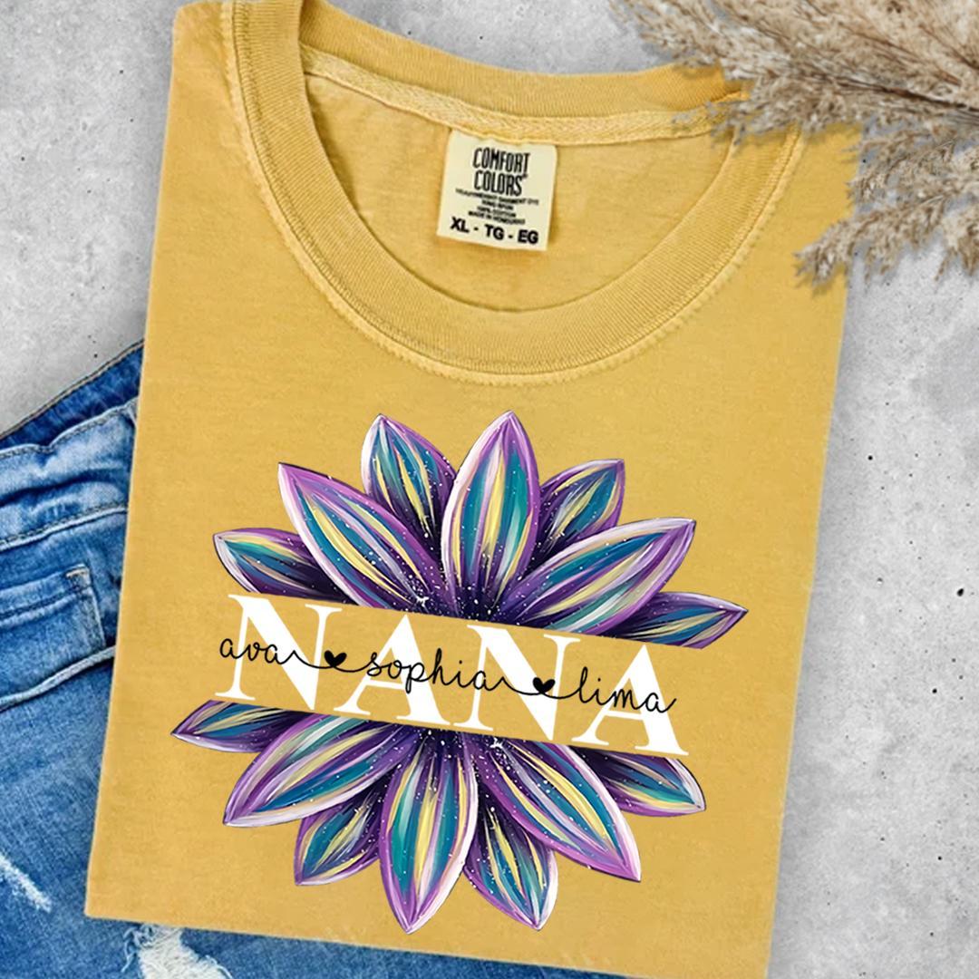 Comfort Colors_C2_AE Flower Grandma Shirt Custom Grandma And Grandkids Shirt_Mustard_S 1_with_co_lau Aj3WV