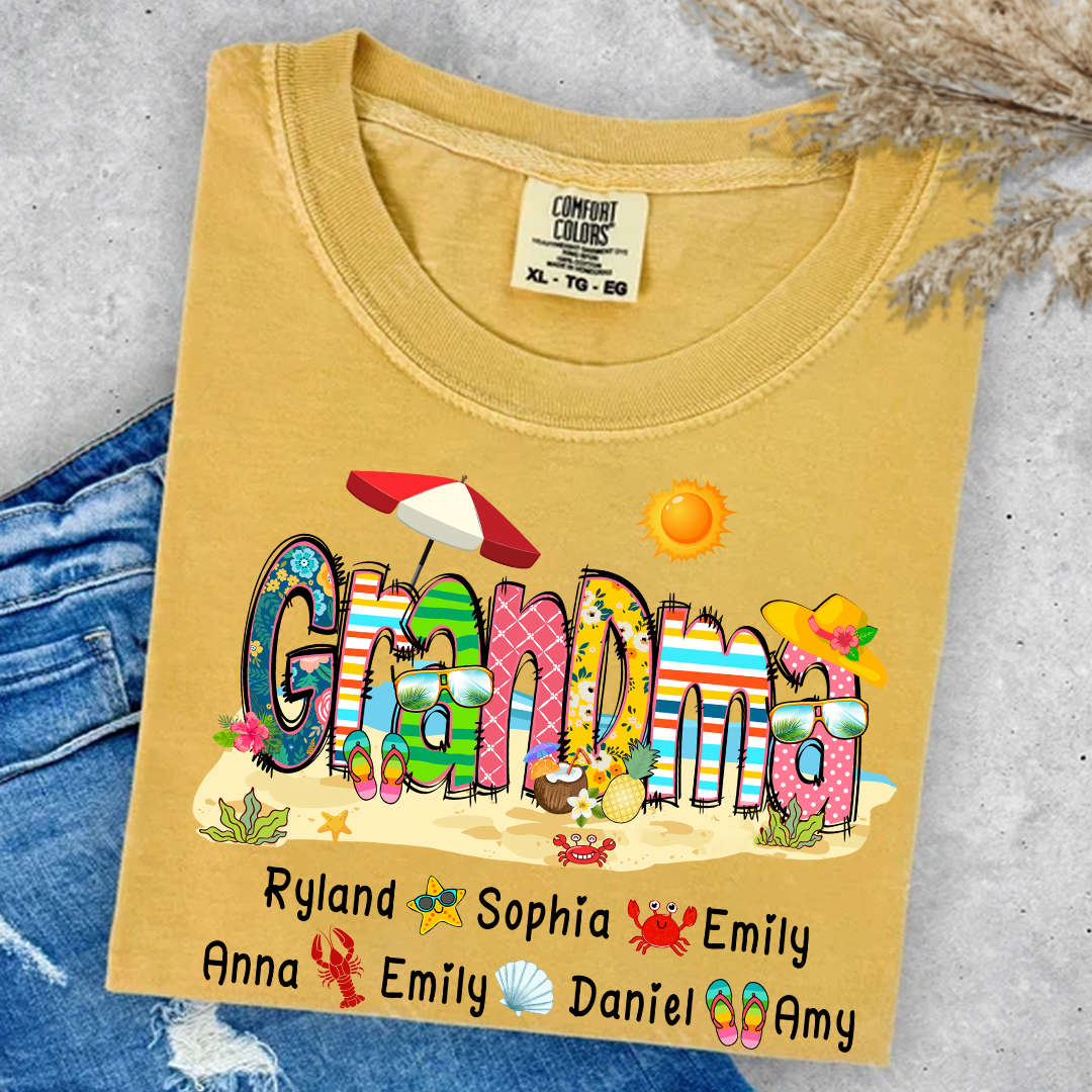 Comfort Colors_C2_AE Mimi Summer 2025 T Shirt Custom Grandma With Grandkids Shirt_Mustard_S 1 R45Jh