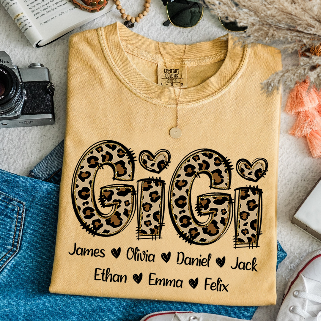 Comfort Colors_C2_AE Personalize Gigi Leopard Shirt Custom Grandma With Grandkids Gift for Grandma Shirt_Mustard_S 1 IRnhv