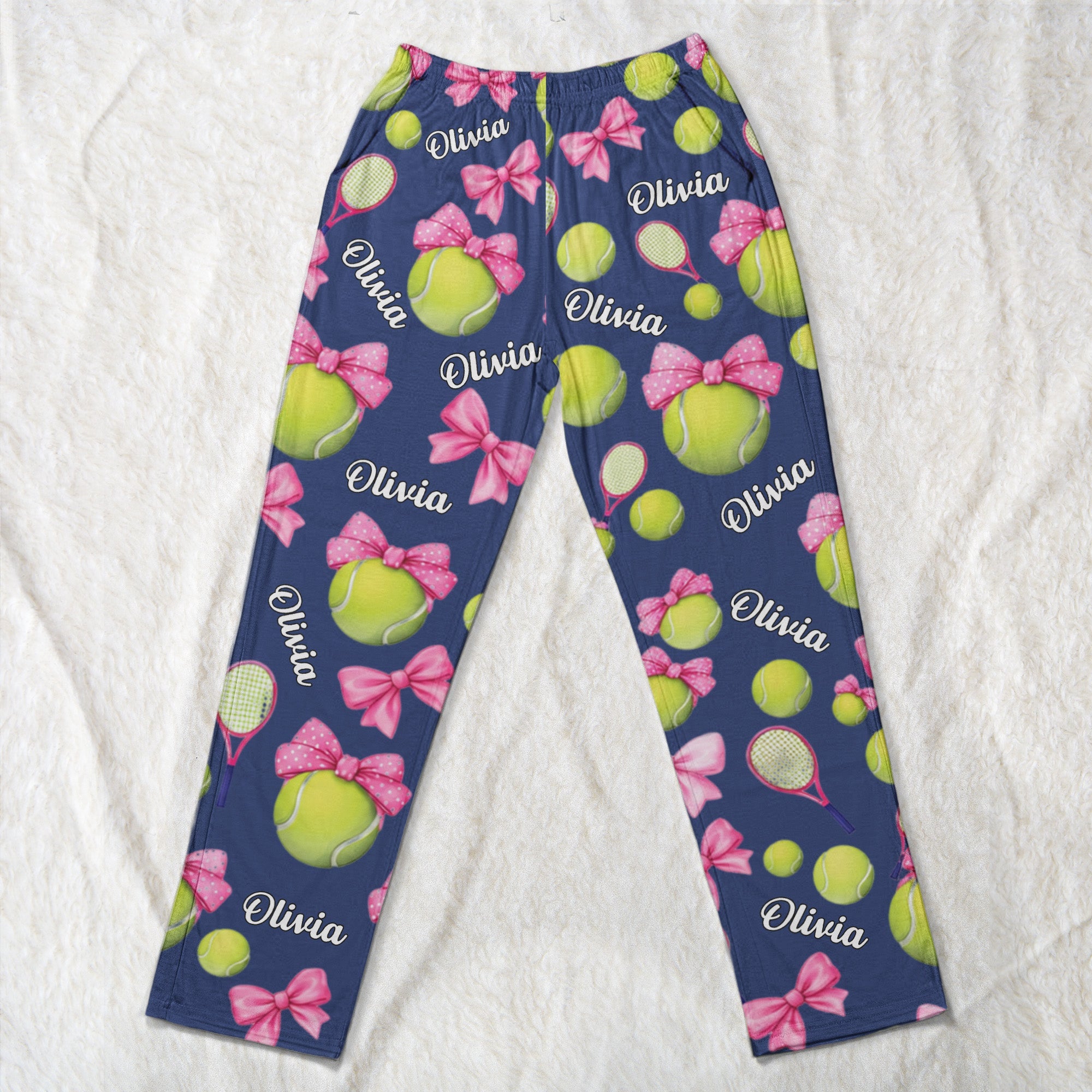 Coquette Bow Tennis Custom Name_ Gift For Tennis Player_ Tennis Team Personalized Lounge Pants_3