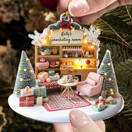 Crocheting Room Ornament Craft Room She Shed Christmas Ornament Personalized Acrylic Ornament_2