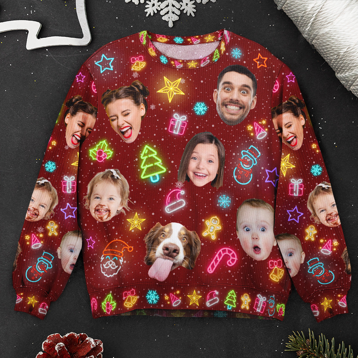 Custom Face Funny Light Up Christmas Personalized Photo Ugly Sweater_6