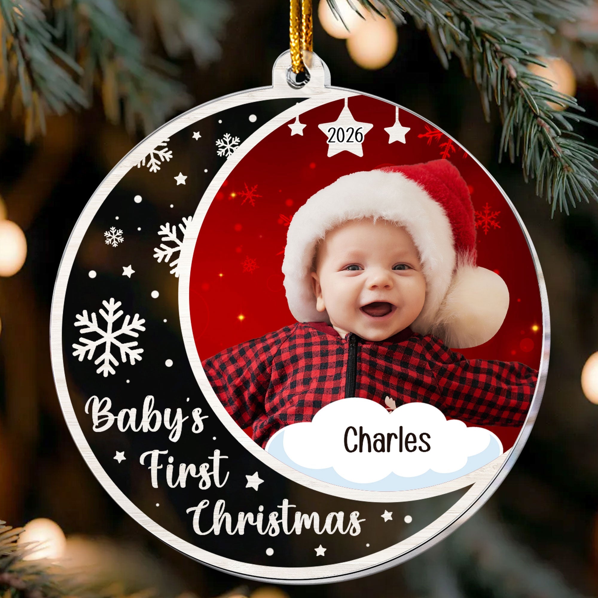 Custom Photo Babys First Christmas Personalized Acrylic Photo Ornament_1_1