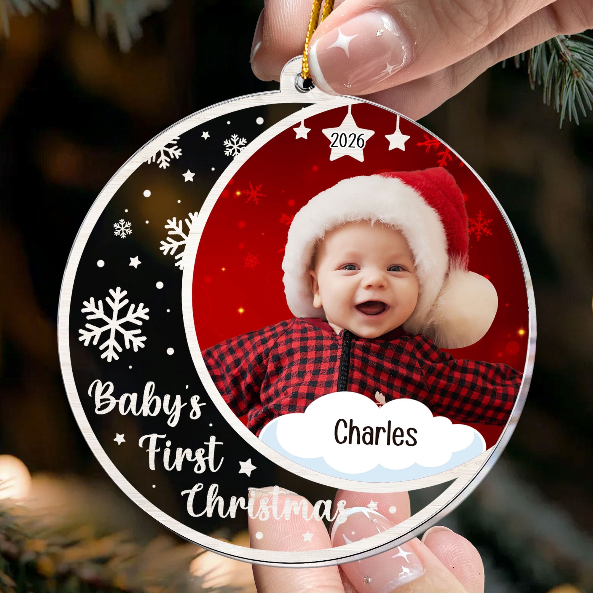 Custom Photo Babys First Christmas Personalized Acrylic Photo Ornament_1_2