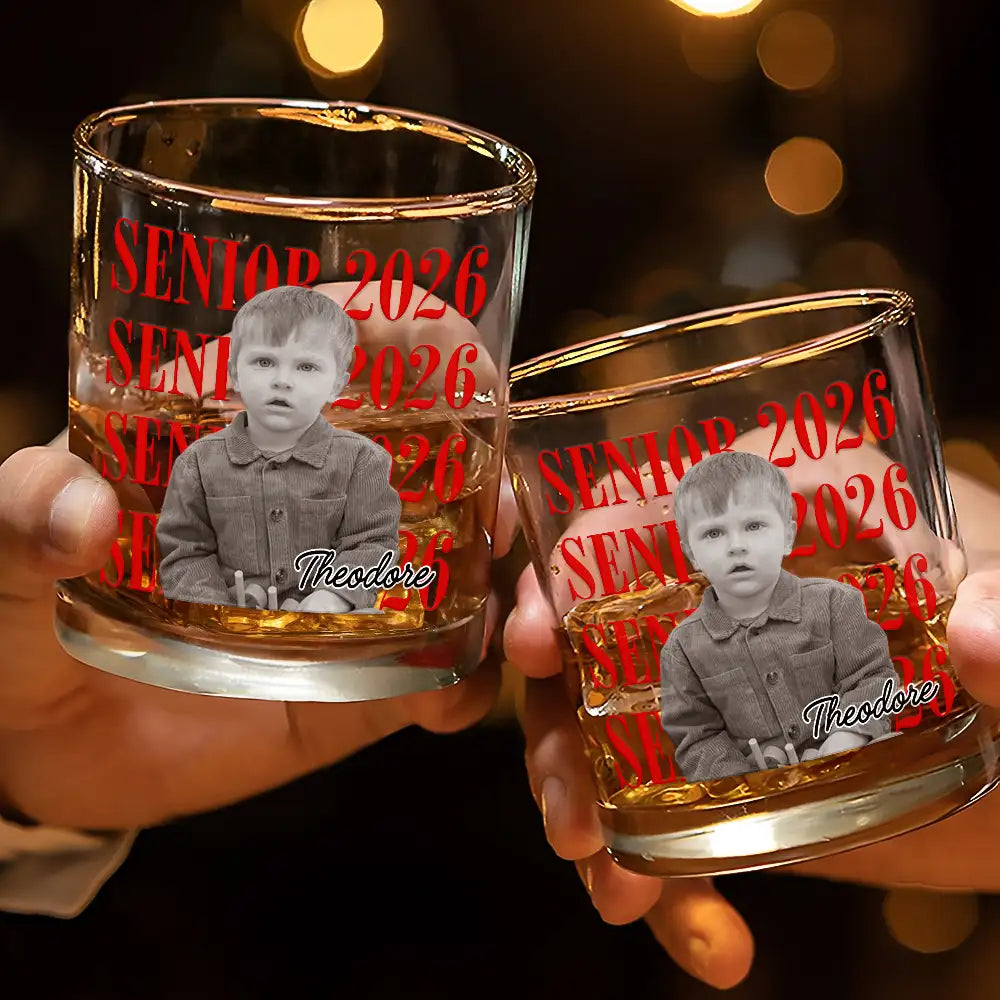 Custom Photo Senior Vintage Portrait Personalized Whiskey Glass HA283 CLA3007 2
