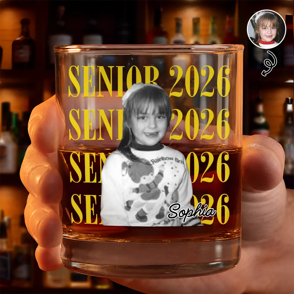 Custom Photo Senior Vintage Portrait Personalized Whiskey Glass HA283 CLA3007 DEF