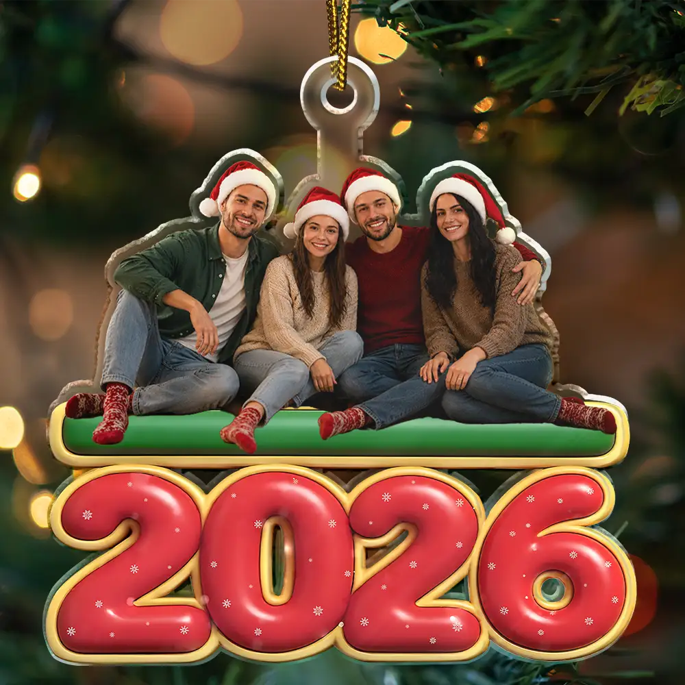 CustomPhoto3DEffectChristmasFamilyGatheredTogether PersonalizedCustomShapedAcrylicOrnament HA367 DSR1323 MK2