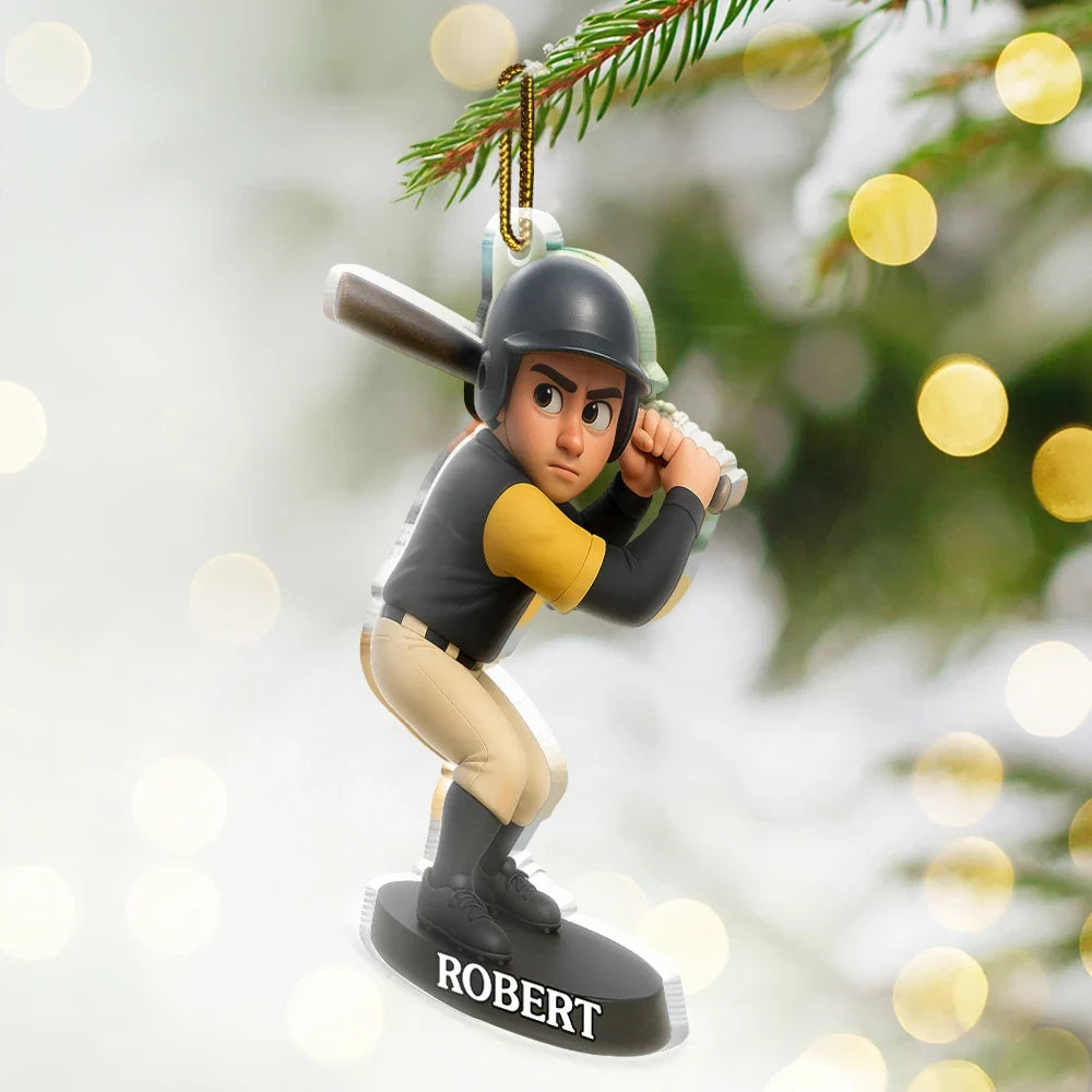 CustomPhoto3DEffectFigureArtBaseballLover PersonalizedCustomShapedAcrylicOrnament MK1