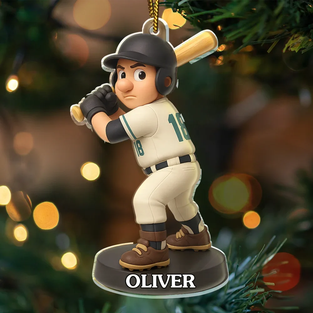CustomPhoto3DEffectFigureArtBaseballLover PersonalizedCustomShapedAcrylicOrnament MK2
