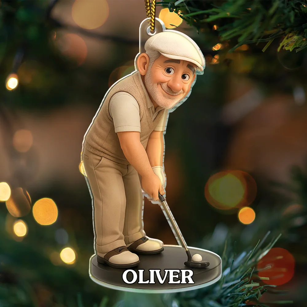 CustomPhoto3DEffectFigureArtGolfLover PersonalizedCustomShapedAcrylicOrnament MK2