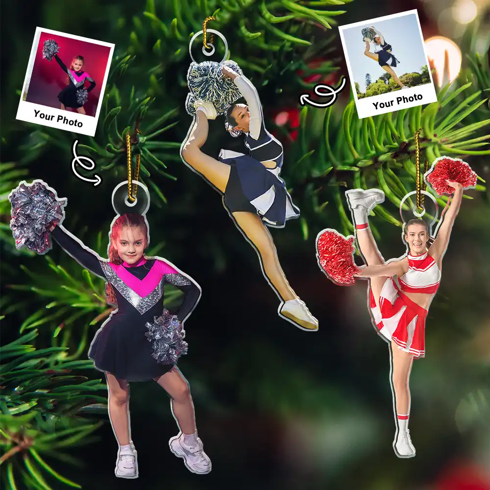 CustomPhotoCheerleaderChristmasDecorations PersonalizedAcrylicPhotoOrnament TK824 CLA1476 MkDEF