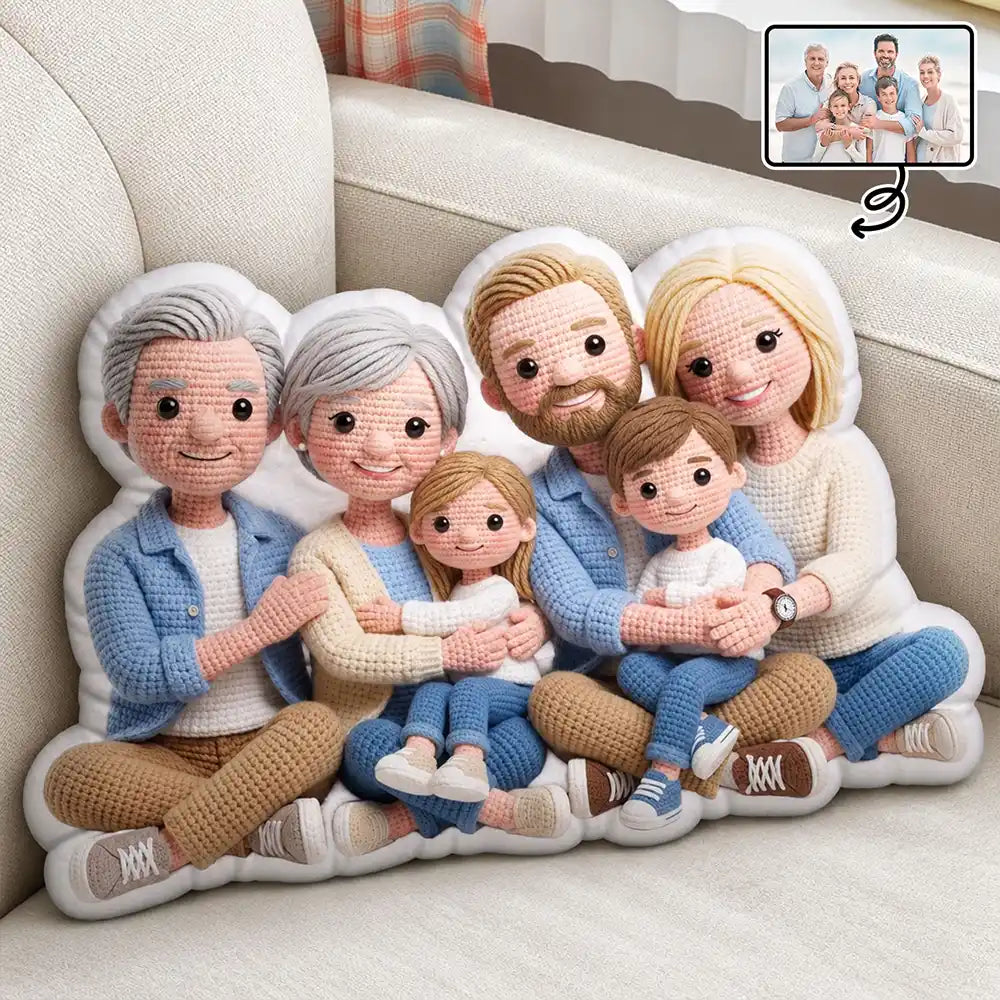 CustomPhotoCrochetDollEffectHappyFamily PersonalizedCustomShapedPillow TU537 DSR1552 MK1