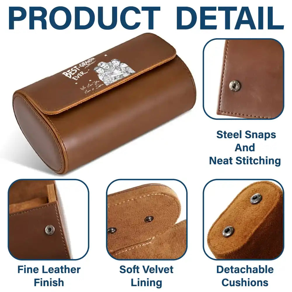 CustomPhotoPencilSketchArtBestDadGrandpaEver PersonalizedLeatherWatchCase TU407 DSR881 MK3
