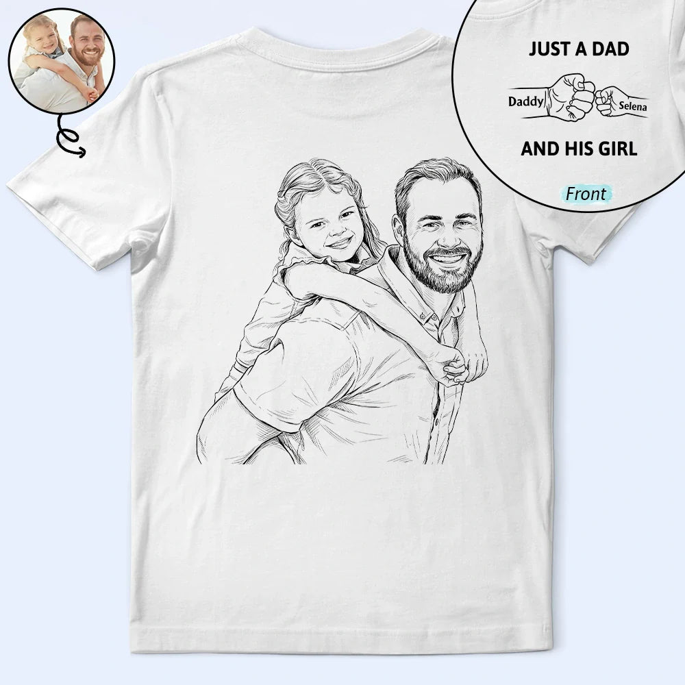 CustomPhotoPencilSketchJustADadAndHisGirl PersonalizedTShirt KK1542 CIN4486 DEF