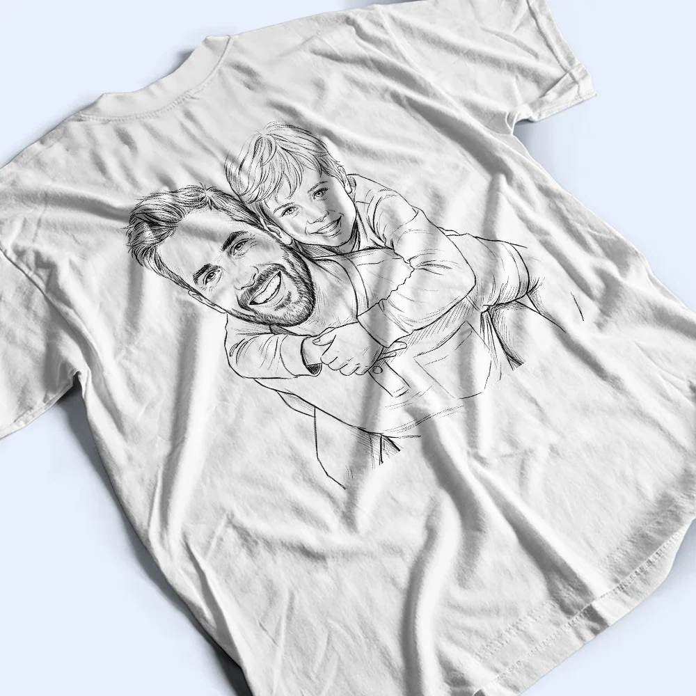 CustomPhotoPencilSketchJustADadAndHisGirl PersonalizedTShirt KK1542 CIN4486 Mk2