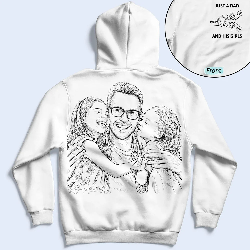 CustomPhotoPencilSketchJustADadAndHisGirl PersonalizedTShirt KK1542 CIN4486 Mk3