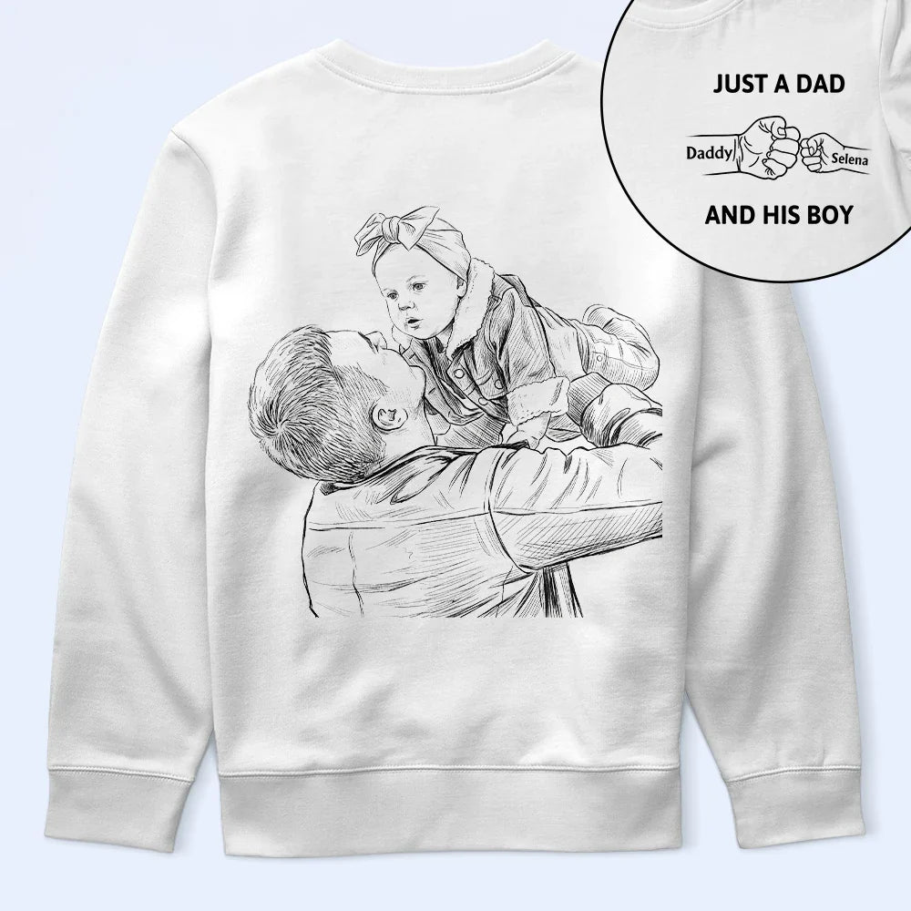 CustomPhotoPencilSketchJustADadAndHisGirl PersonalizedTShirt KK1542 CIN4486 Mk4
